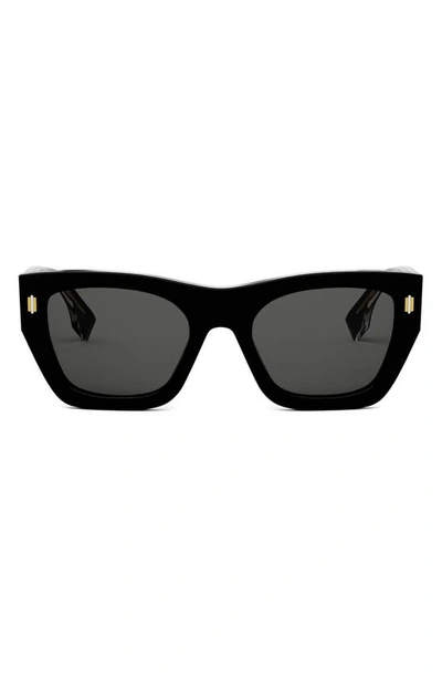 Fendi Roma Rectangular Sunglasses In Shiny Black