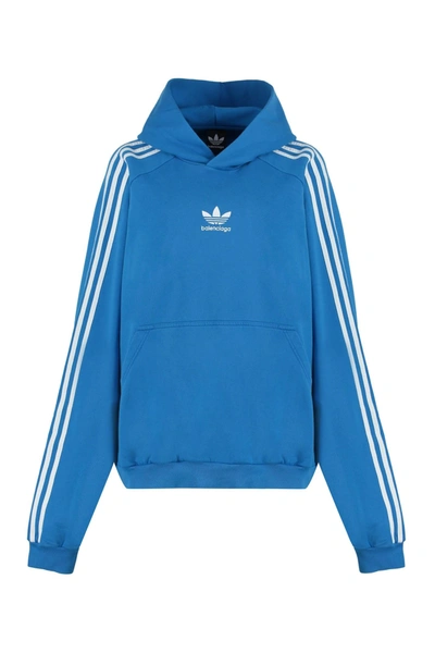 Balenciaga X Adidas Logo Printed Oversized Hoodie In Blue