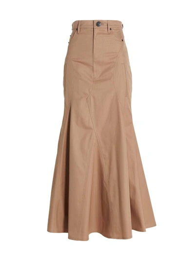 Burberry Cotton Gabardine Floor-length Skirt In Beige
