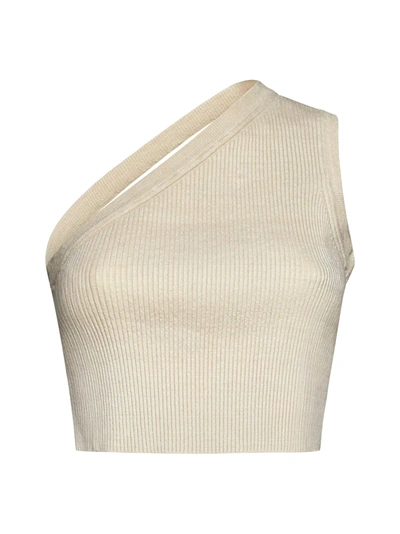Jacquemus Asymmetrical Crop Top In Light Beige