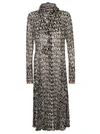 Versace Logo Print Semisheer Long Sleeve Silk Midi Dress In Default Title