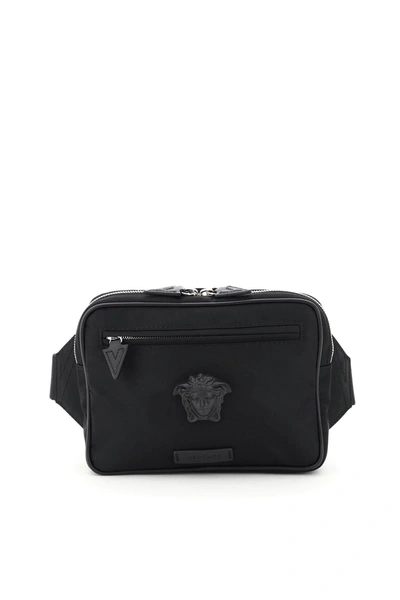 Versace Medusa Nylon Belt Bag In Black