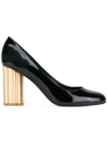 FERRAGAMO gold heel pumps,67274012105338