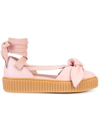 Fenty X Puma 30mm Bow Creeper Lace Up Sandal Trainers In Pink