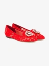 Dolce & Gabbana Slipper In Taormina Lace With Crystals In Red