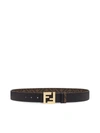 Fendi Ff Belt In Black Tobacco Moro