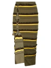 Jacquemus La Jupe Maille Concha Asymmetric Stripe Skirt In Green