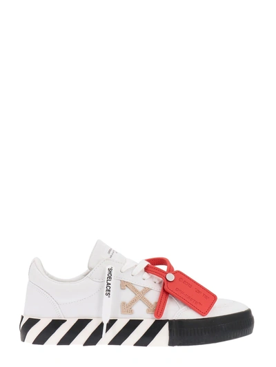 Off-white Low Vulcanized Sneakers In White,fuchsia