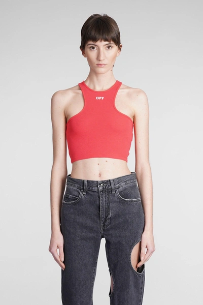 Off-white Cropped Logo-print Top In Red