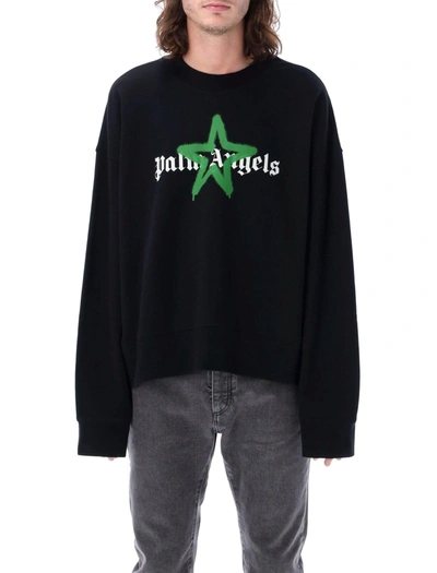 Palm Angels Star Sprayed Crewneck Sweatshirt In Black