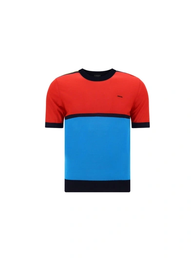 Prada T-shirt In Blu+turchese+ro
