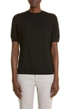 Lafayette 148 Kindcashmere Crewneck Short Sleeve Sweater In Black