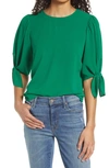 Cece Tie Sleeve High-low Blouse In Green