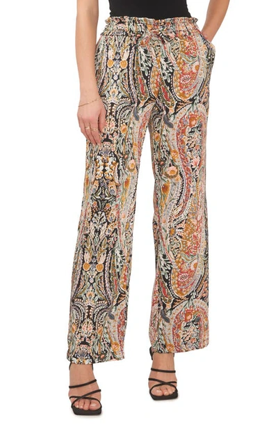 1.state Paisley Floral Wide Leg Drawstring Pants In Rich Black