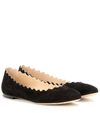 Chloé Chloe Black Suede Lauren Ballerina Flats In Black