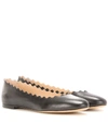 Chloé Lauren Scalloped Patent-leather Ballet Flats In Black