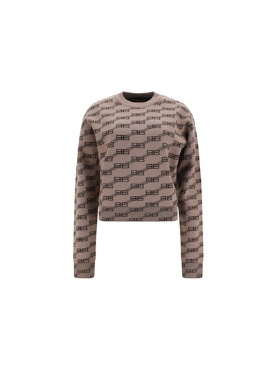 Balenciaga Logo Sweater. Clothing In Brown
