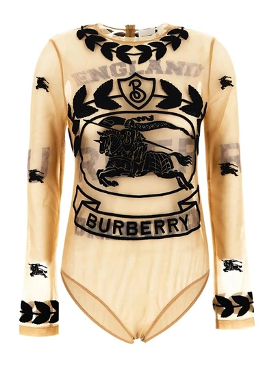BURBERRY BURBERRY EKD EMBROIDERED STRETCH TULLE BODYSUIT