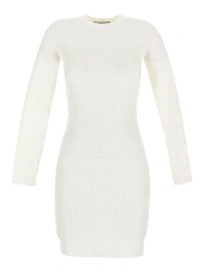 Fendi Vestito Ff In Cream White