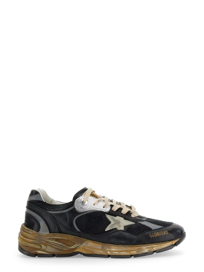 Golden Goose Star Dad Mixed Leather Running Sneakers In Black