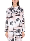 Palm Angels Island Print Shirt In Beige
