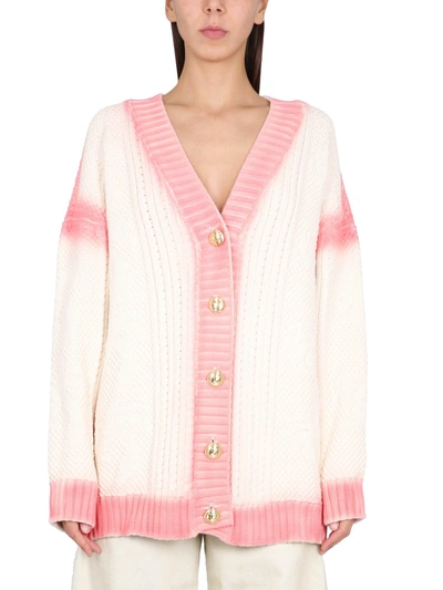Palm Angels Two-tone Knitted Cardigan In Multicolore