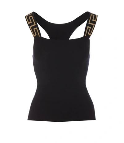 Versace La Greca Strap Racerback Tank Top In Black