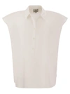 Woolrich Short-sleeved Blouse In Pure Cotton Poplin In White