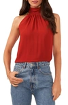 1.state Sleeveless Back Tie Halter Top In Mahogany Red