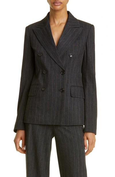 Max Mara Ofride Pinstripe Double-breasted Blazer In Antracite