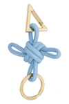 Bottega Veneta Knotted Leather Keyring In Light Blue