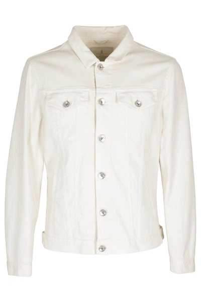 Brunello Cucinelli Monili-tag Oversized Denim Jacket In Ecru