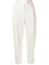 BRUNELLO CUCINELLI BRUNELLO CUCINELLI ECRU COTTON BLEND TAILORED TROUSERS