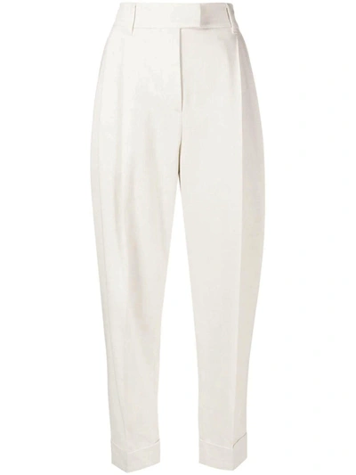 Brunello Cucinelli High-waisted Cropped Tailored Trousers In Panna