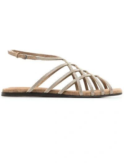 Brunello Cucinelli Metallic Gladiator Sandals In Oro