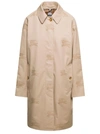 Burberry Beige Trench Coat With All-over Logo In Beige