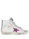 Golden Goose Star Patch Leather High-top Sneakers In Bianco