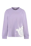 Moncler Splatter Logo Cotton Blend Graphic Sweatshirt In Lilac