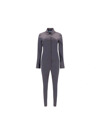 Prada Shirt Design Bodysuit In Grey