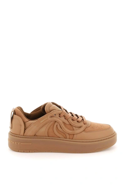 Stella Mccartney Stella Mc Cartney S Wave Embroidered Sneakers In Cognac (brown)