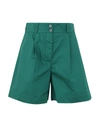 Woolrich Pleat-detail High-waisted Shorts In Evergreen