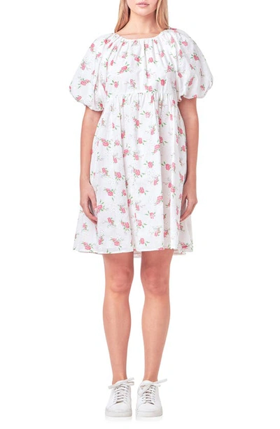 English Factory Women's Plus Size Floral Cotton Embroidered Dress In White Multi