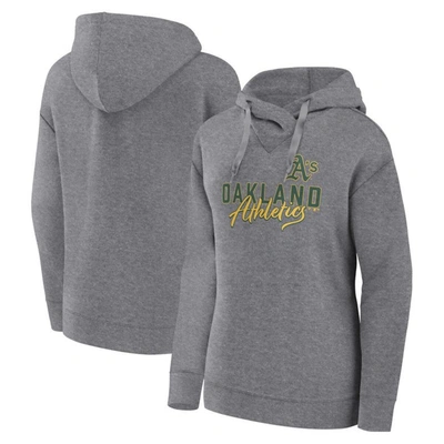 Fanatics Branded Heather Gray Oakland Athletics Script Favorite Lightweight Pullover Hoodie