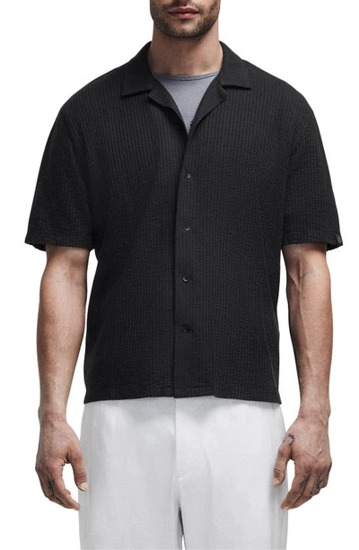 Rag & Bone Avery Knitted Seersucker Shirt In Black