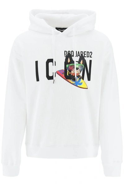 Dsquared2 Icon Hilde Print Jersey Hoodie In White