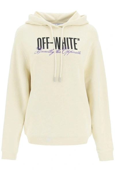 Off-white Big Logo Hoodie In Beige Black (beige)