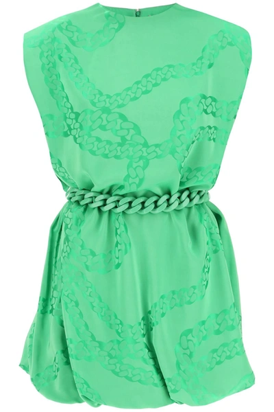 Stella Mccartney Mini Jacquard Dress With Falabella Motif In Bright Green (green)