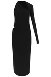 Versace Jersey One Sleeve Midi Dress In Black (black)