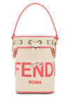 Fendi Ivory Fabric Mini Mon Tresor Bucket Bag In Bianco