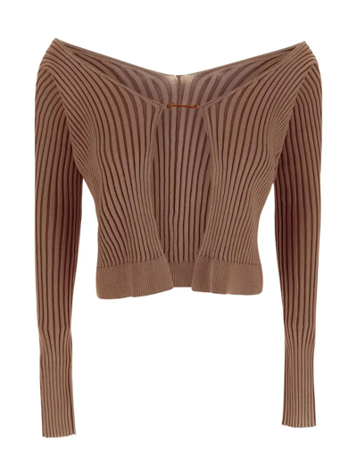 Jacquemus Brown Le Raphia 'la Maille Pralù Longue' Cardigan